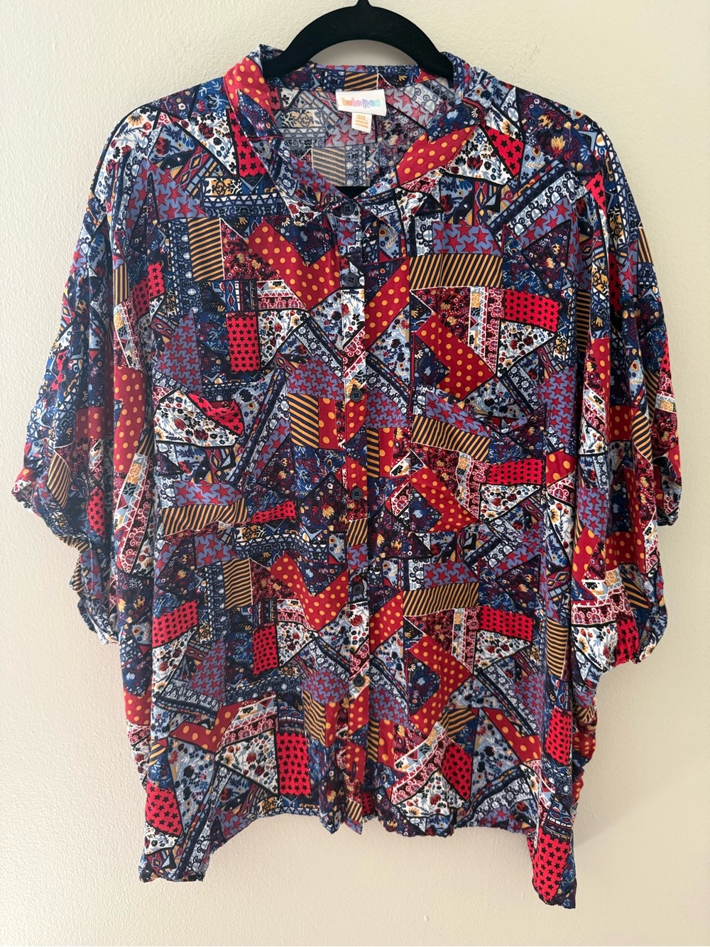 Printed patchwork blouse